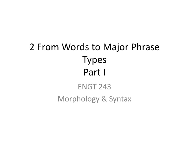 Syntax and Lexical Categories in English Grammar