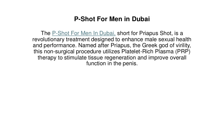 p shot for men in dubai n.w