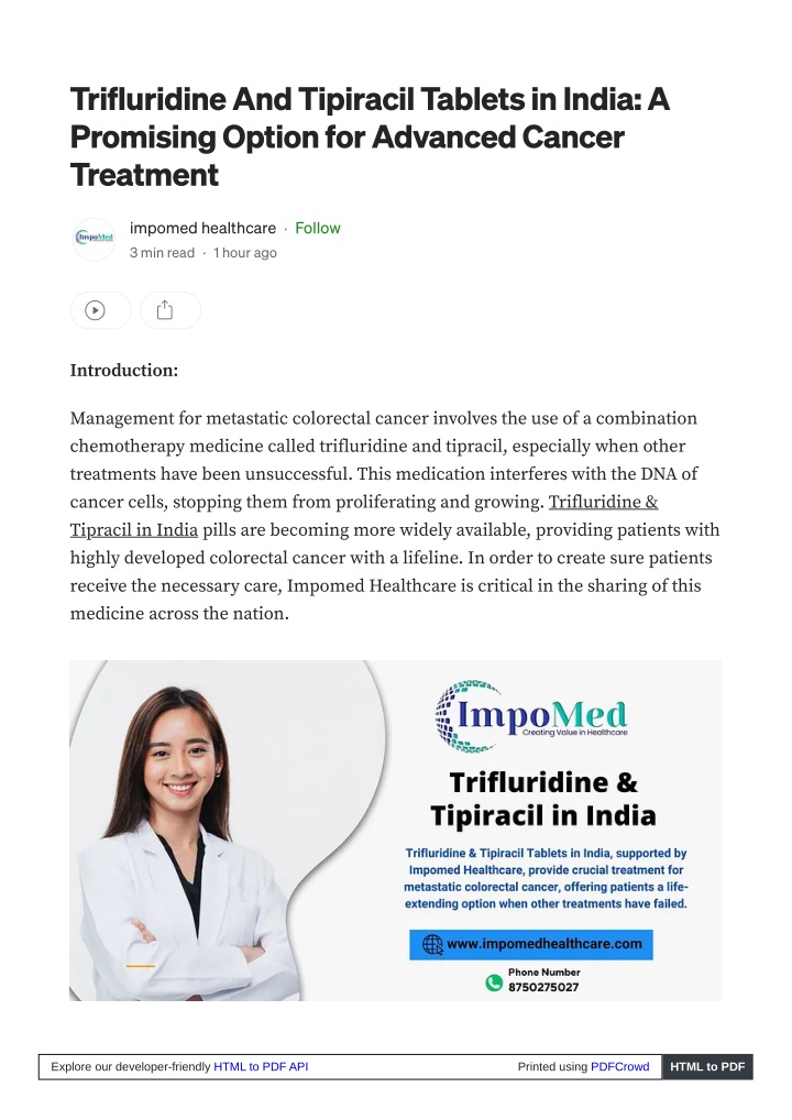 trifluridine and tipiracil tablets in india n.w