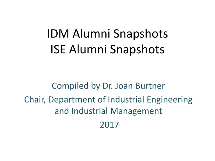 Alumni Snapshots and Career Paths in Engineering and Industrial Management