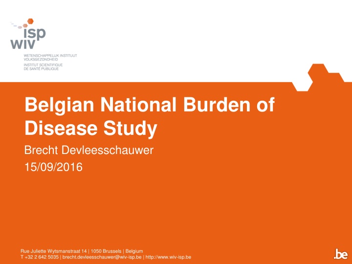 National Burden of Disease Study in Belgium: Overview and Tools