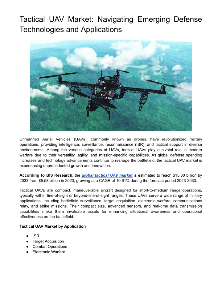 tactical uav market navigating emerging defense n.w
