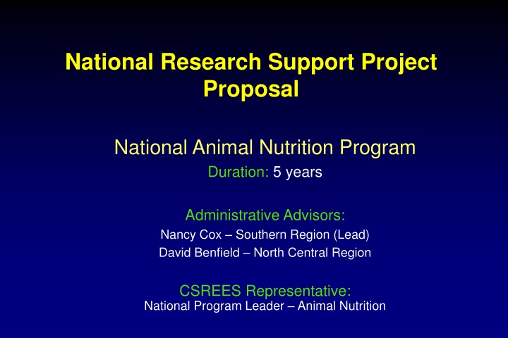National Animal Nutrition Program Proposal