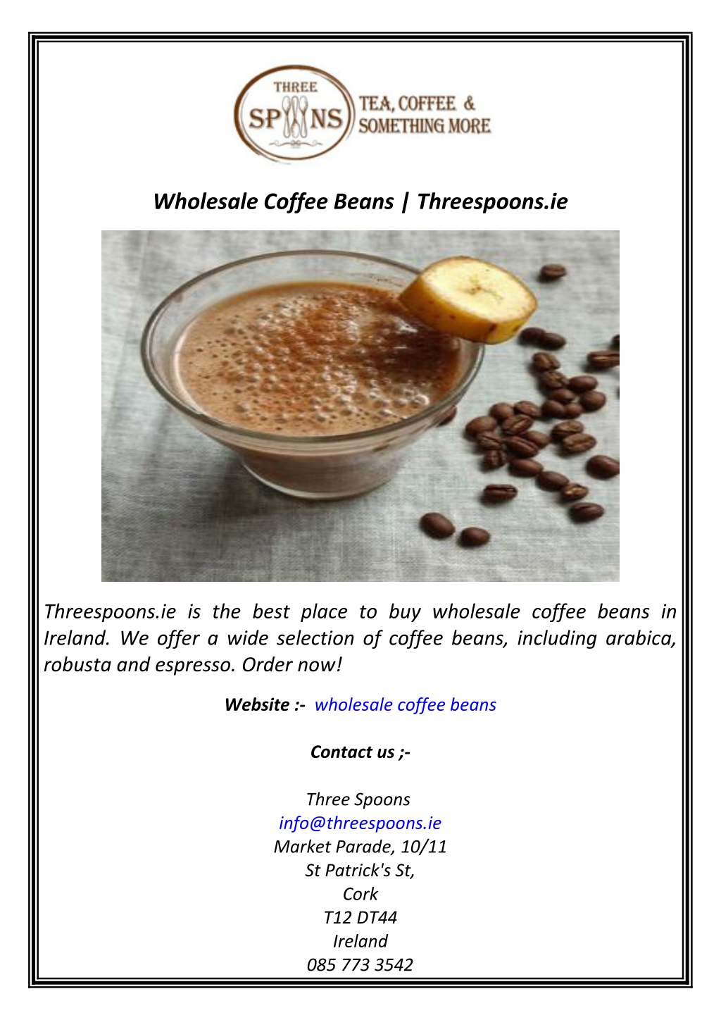 wholesale coffee beans threespoons ie l.w