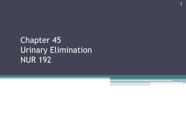 Urinary Elimination and Related Health Conditions
