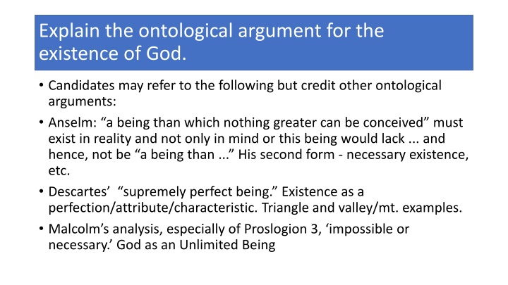 Ontological Argument for God's Existence and Challenges