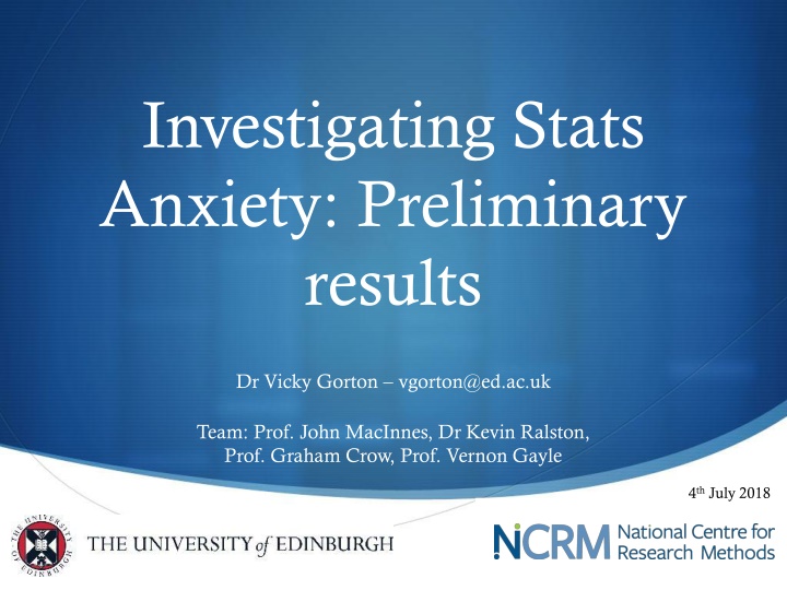Investigating Stats Anxiety: Preliminary Results on Sociology Students