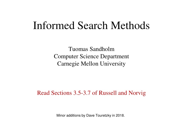 Overview of Informed Search Methods in Computer Science