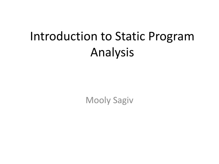 Static Program Analysis