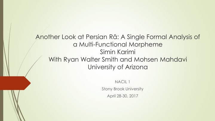 Analysis of Persian Morpheme -r in a Multifunctional Context