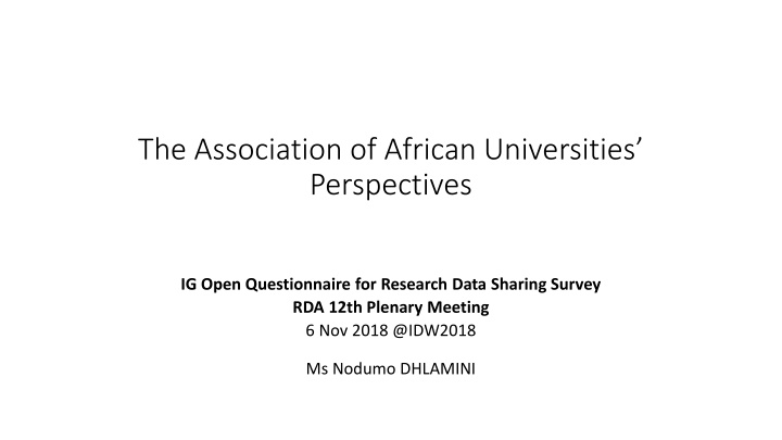 Empowering African Universities through Data Sharing Surveys