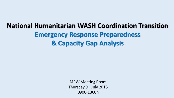 Challenges and Institutional Needs in Humanitarian WASH Coordination