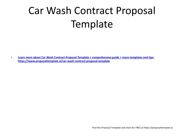 Comprehensive Car Wash Contract Proposal Template