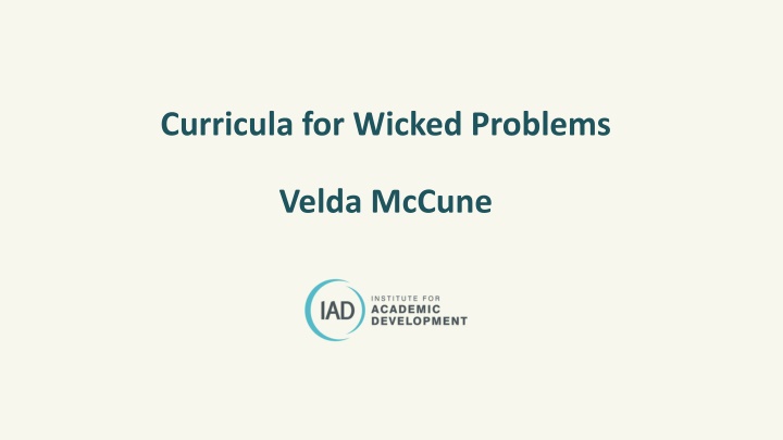 Curricula for Wicked Problems in Education