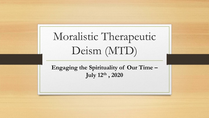 Moralistic Therapeutic Deism (MTD) and Psalm 94