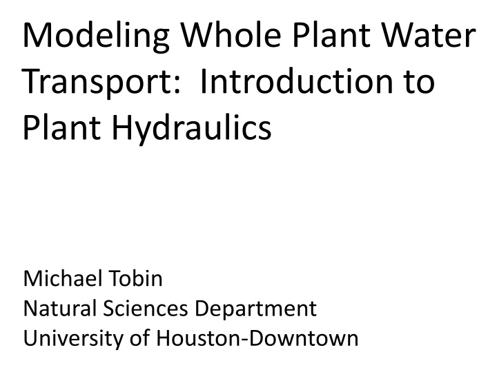 Plant Hydraulics: Water Transport and Photosynthesis