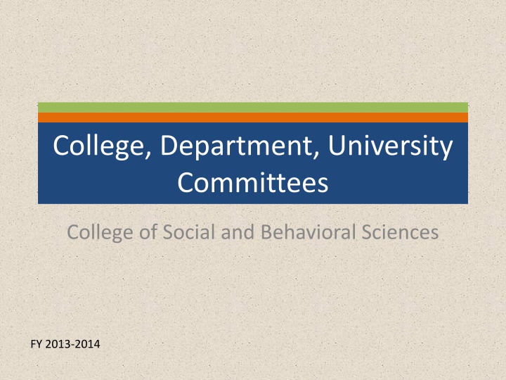 University Committees and Personnel FY 2013-2014