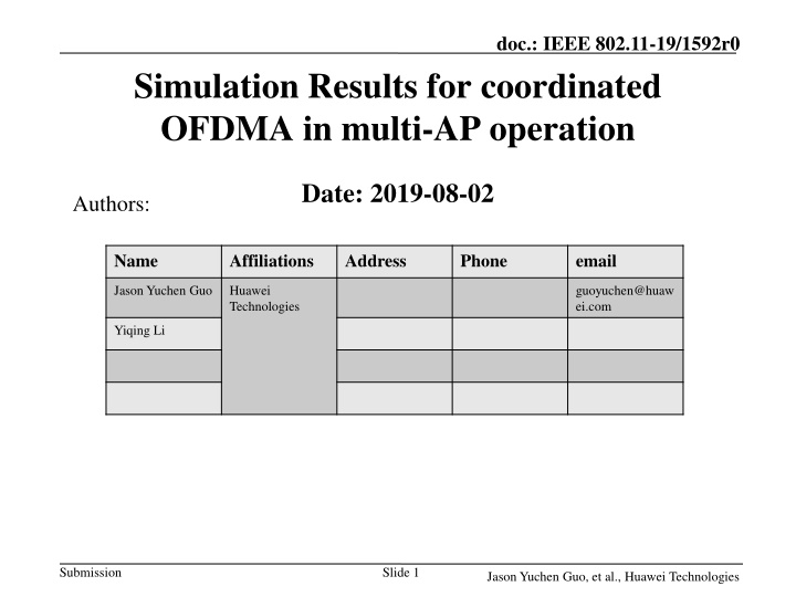 Simulation Results for Coordinated OFDMA in Multi-AP Operation