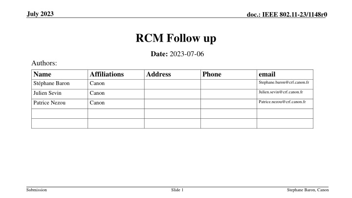 RCM Procedure for Secure Parameter Obfuscation in IEEE 802.11 Networks