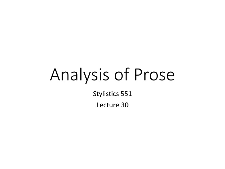 Stylistic Analysis in Literature