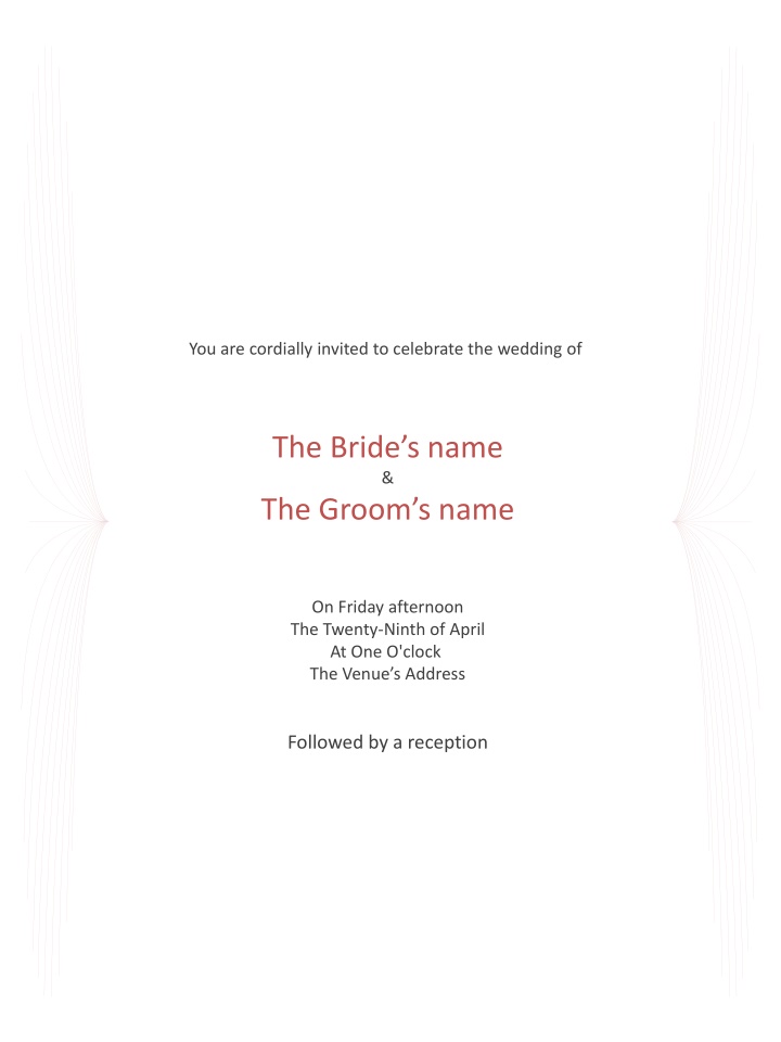 Elegant Wedding Invitation for The Bride & The Groom on April 29th