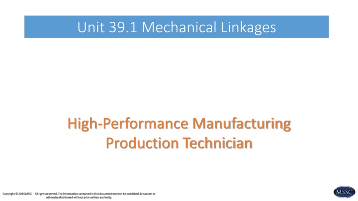 Mechanical Linkages in High-Performance Manufacturing