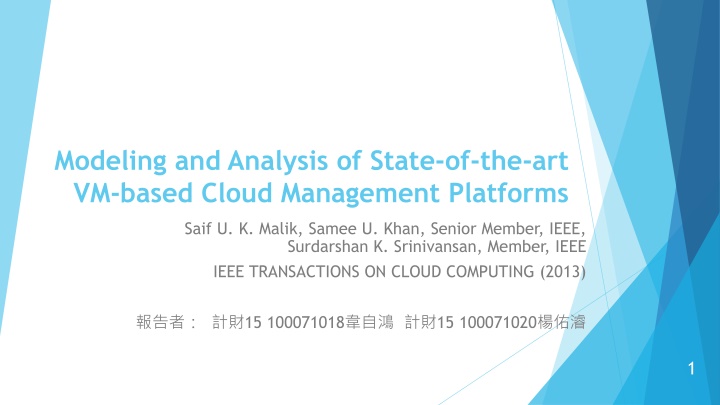State-of-the-art Analysis of VM-based Cloud Management Platforms