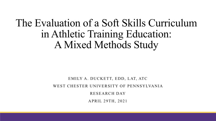 Evaluation of Soft Skills Curriculum in Athletic Training Education