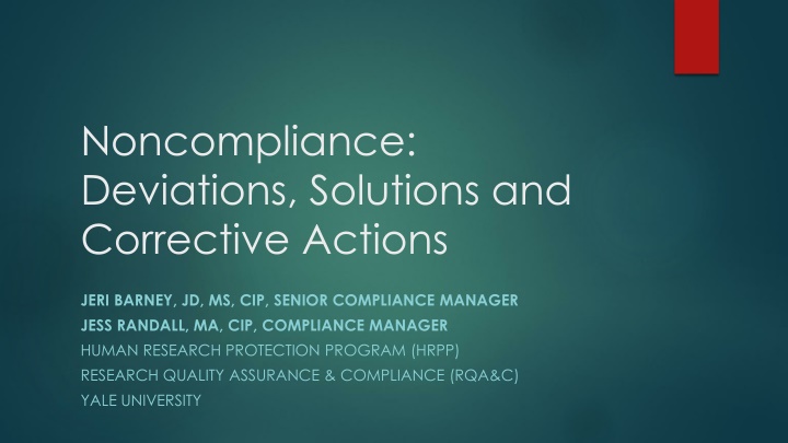 Ensuring Compliance in Human Research Programs at Yale University