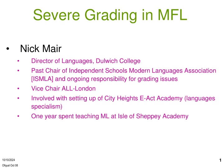 Severe Grading in Modern Foreign Languages: A Comprehensive Review