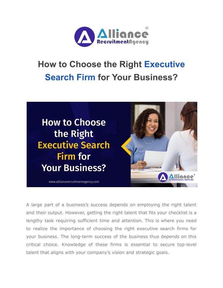 how to choose the right executive search firm n.w