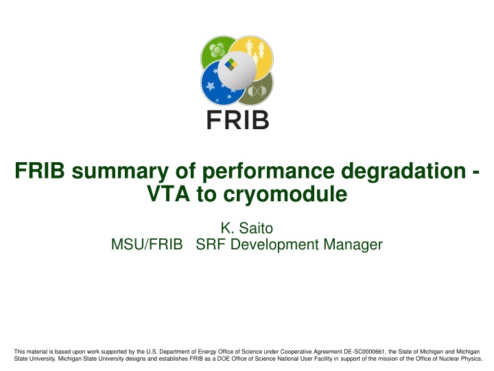 Performance Degradation Summary for FRIB Cryomodule VT vs. Bunker