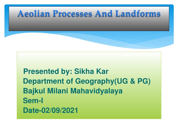 Aeolian Processes and Landforms