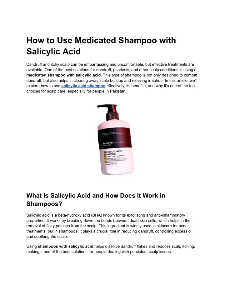how to use medicated shampoo with salicylic acid n.w