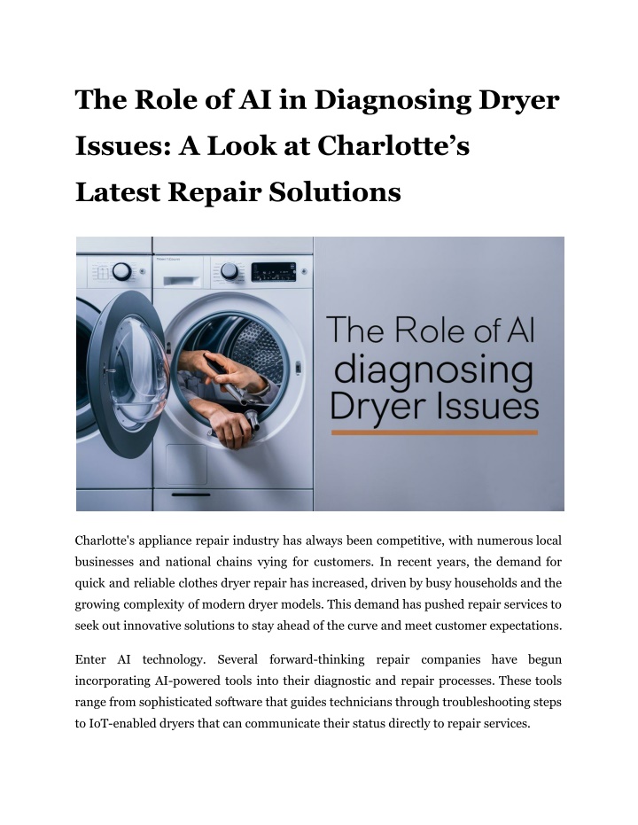 the role of ai in diagnosing dryer n.w
