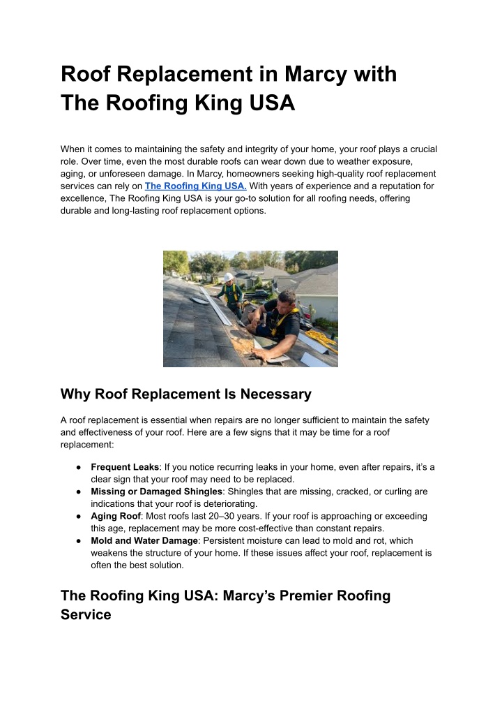 roof replacement in marcy with the roofing king n.w