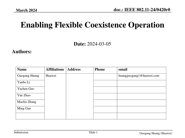 Enabling Flexible Coexistence Operation in IEEE 802.11-24 Standard