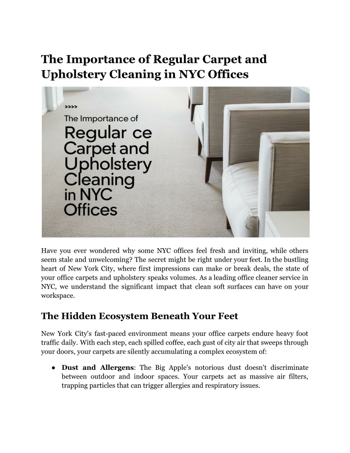 the importance of regular carpet and upholstery n.w
