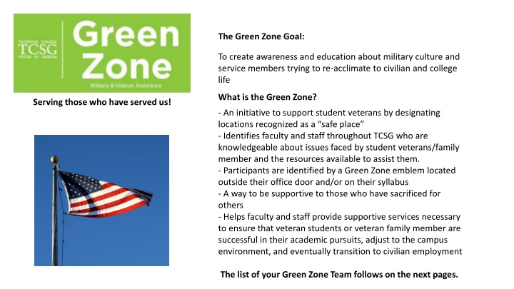 Supporting Student Veterans: The Green Zone Initiative at Chattahoochee Technical College