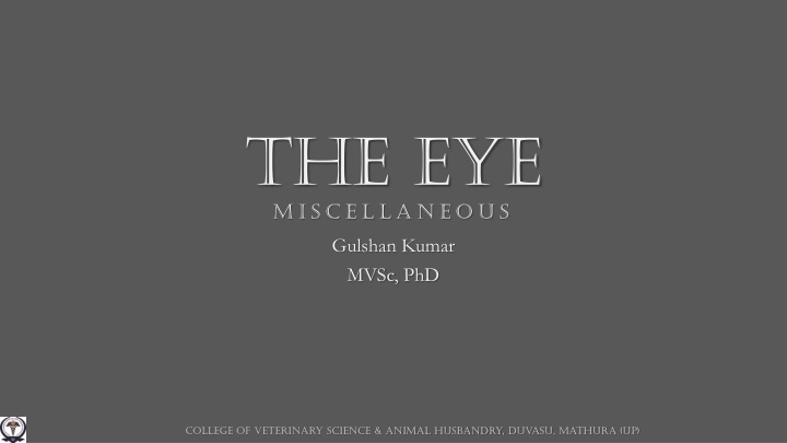 Eye Disorders in Veterinary Science