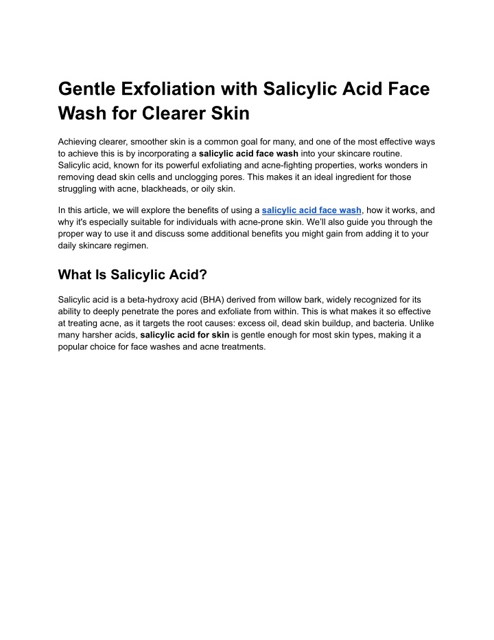 gentle exfoliation with salicylic acid face wash n.w