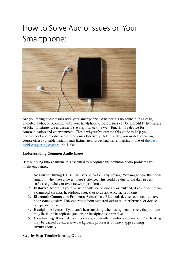 how to solve audio issues on your smartphone n.w