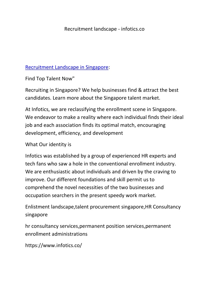 recruitment landscape infotics co n.w