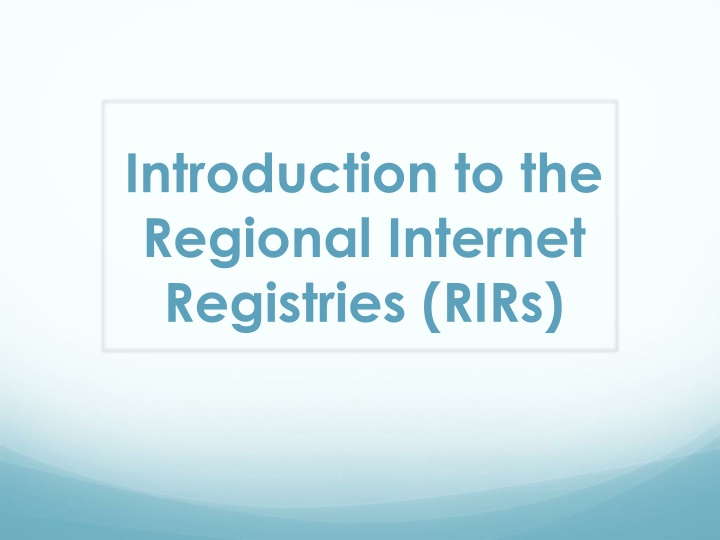 Regional Internet Registries (RIRs) and NRO in Internet Governance