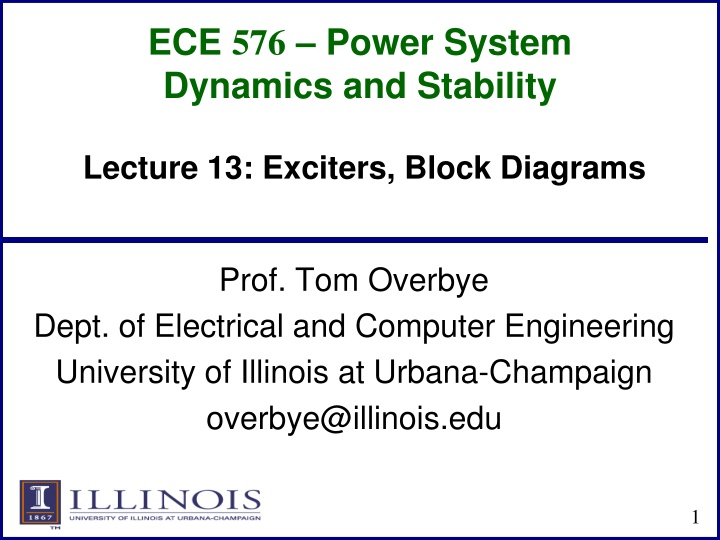 Power System Dynamics and Stability: Exciters and Block Diagrams Overview