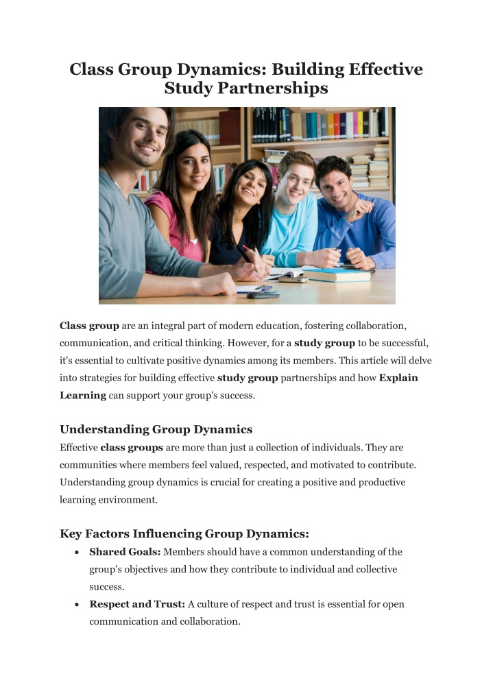 class group dynamics building effective study n.w