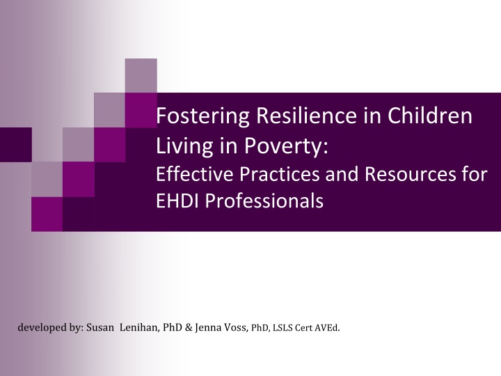 Poverty and Resilience in Children: Practical Strategies for EHDI Professionals