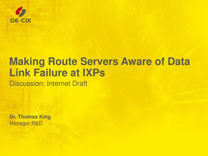 Ensuring Route Server Resilience in IXPs Against Data Link Failures