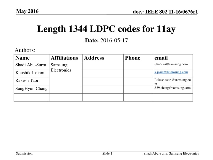 Proposal for Longer LDPC Codes Based on 11ad for 11ay