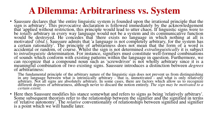 The Principle of Arbitrariness in Linguistic Signs: Saussure's Insight